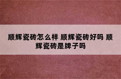 顺辉瓷砖怎么样 顺辉瓷砖好吗 顺辉瓷砖是牌子吗